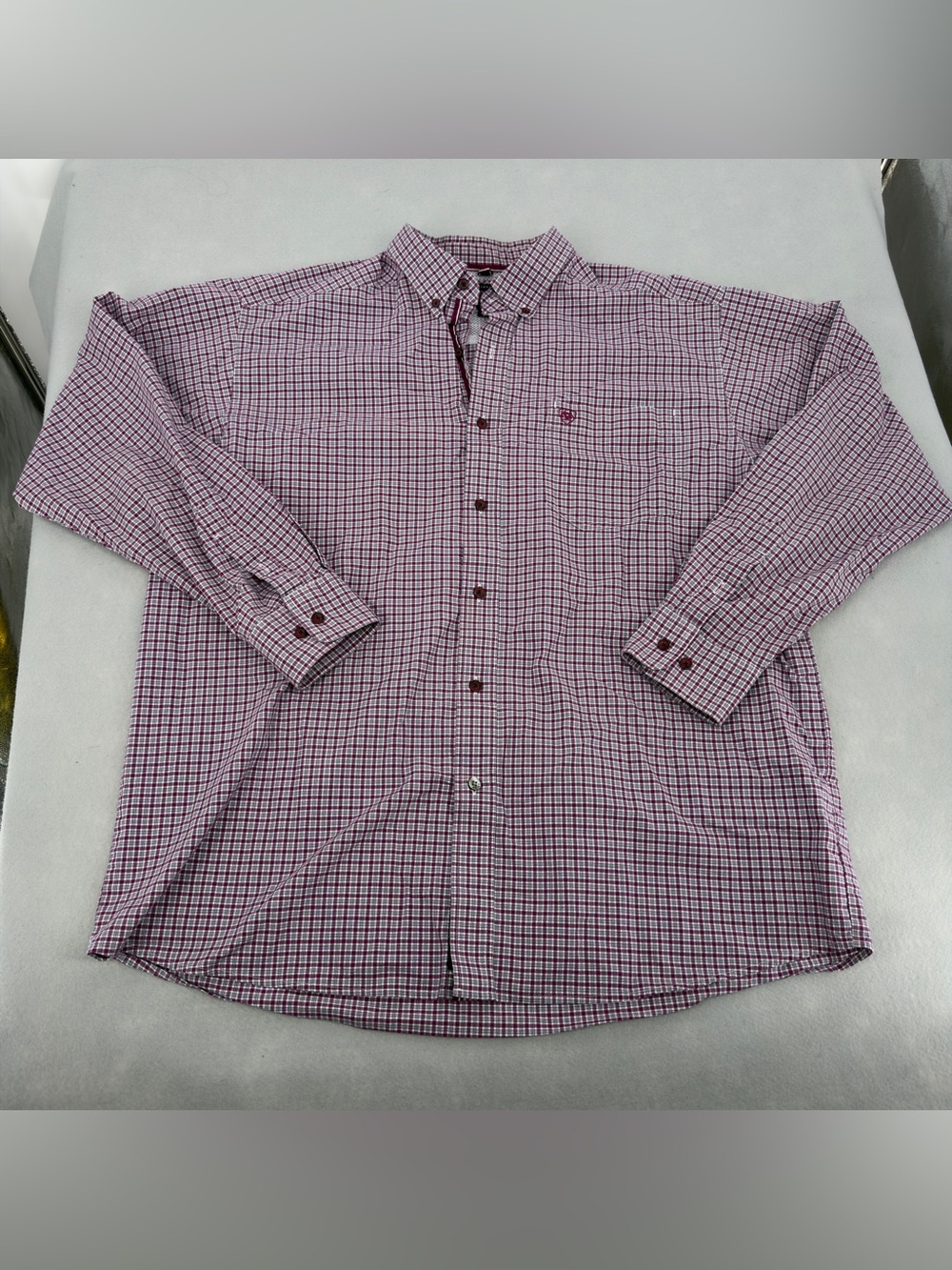 Ariat Pro Series Purple White Plaid Button Up Long Sleeve Top XL